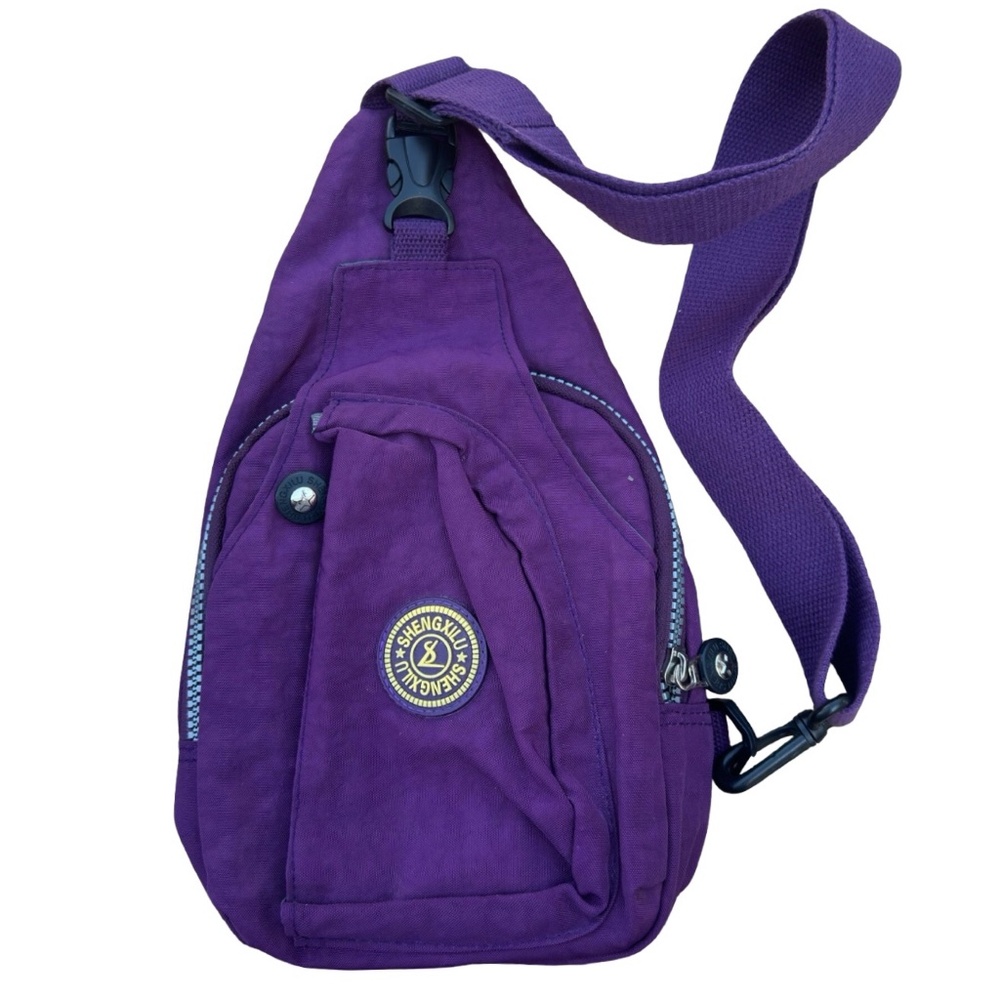SHENGXILU Purple Nylon Crossbody Sling Bag 12”x6.5”x2”